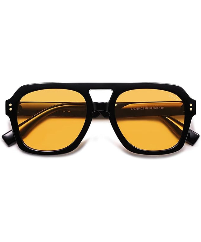 SOJOS Retro Thick Polarized Aviator Sunglasses for Women Men, Large Trendy Bold Square Pilot Shades SJ2385