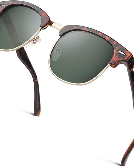GQUEEN Classic Horn Rimmed Semi Rimless Polarized Sunglasses for Men Women GQO6