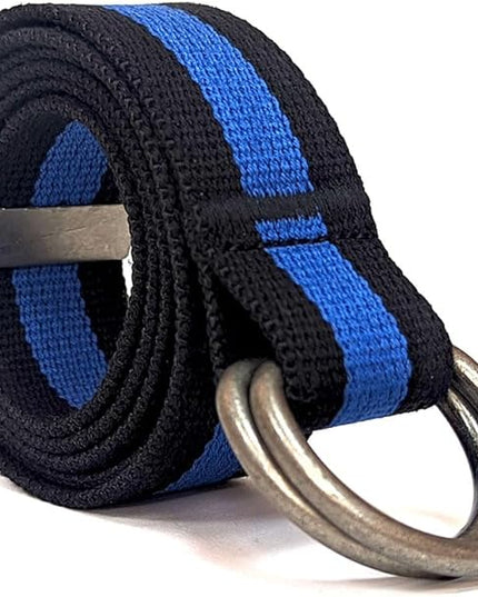 Mens & Womens Canvas Belt with D-ring,Double Ring Belt,Solid Color,Extra Long (49”) 1 1/2" Wide