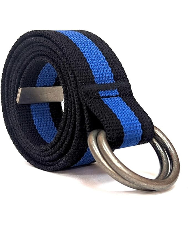 Mens & Womens Canvas Belt with D-ring,Double Ring Belt,Solid Color,Extra Long (49”) 1 1/2" Wide