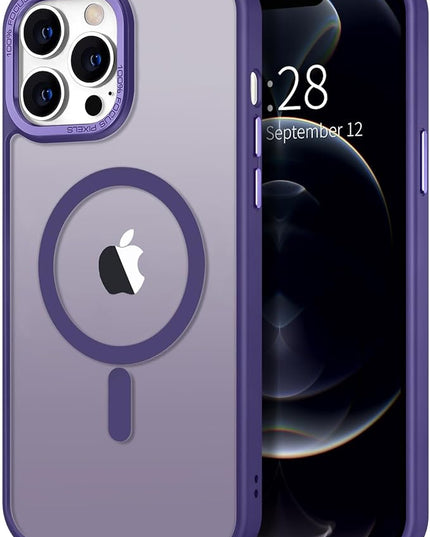 Hython Case for iPhone 12 Pro Max Case Magnetic Translucent Matte Phone Cases 6.7" [Compatible with MagSafe] Thin Slim Fit Shockproof Bumper Hard Protective Cover for Women Men Girls, Deep Purple