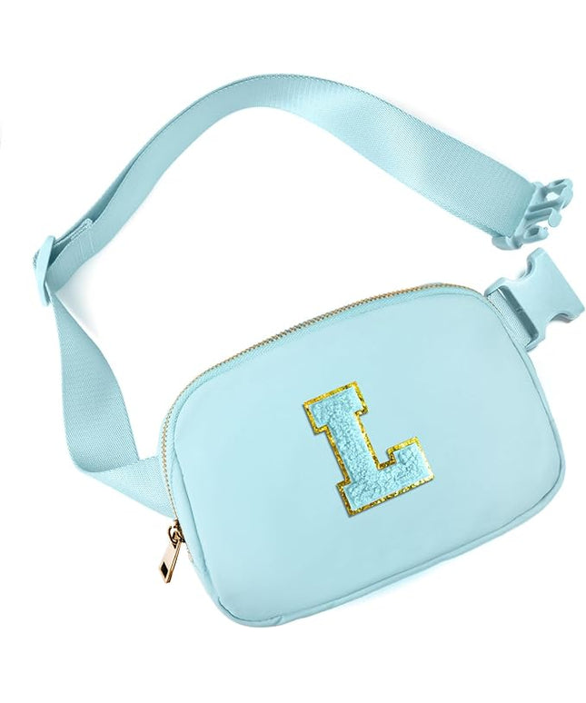 Gitus Gifts for 8 9 10 11 12 Year Old Girls Belt Bag Fanny Pack Crossbody Bags with Initial Letter Patch Cute Stuff Birthday Gifts for Teen Girls Women Personalized Trend Stuff (Icing Blue-L)