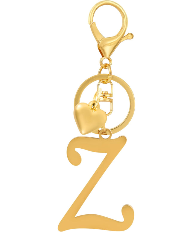 A-Z Heart Initial Letter Keychain, Stainless Steel Alphabet Charm for Handbags, Gift for Women and Girls