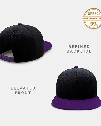 CHOK.LIDS Flat Bill Visor Classic Snapback Hat Blank Adjustable Brim High Top End Trendy Color Style Plain Tone Baseball Cap