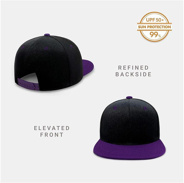 CHOK.LIDS Flat Bill Visor Classic Snapback Hat Blank Adjustable Brim High Top End Trendy Color Style Plain Tone Baseball Cap