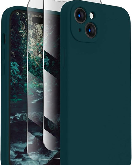 FireNova Designed for iPhone 15 Case, Silicone Upgraded [Camera Protection] Phone Case with [2 Screen Protectors], Soft Anti-Scratch Microfiber Lining Inside, 6.1 inch, Teal