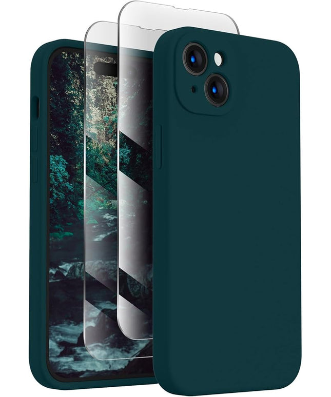 FireNova Designed for iPhone 15 Case, Silicone Upgraded [Camera Protection] Phone Case with [2 Screen Protectors], Soft Anti-Scratch Microfiber Lining Inside, 6.1 inch, Teal