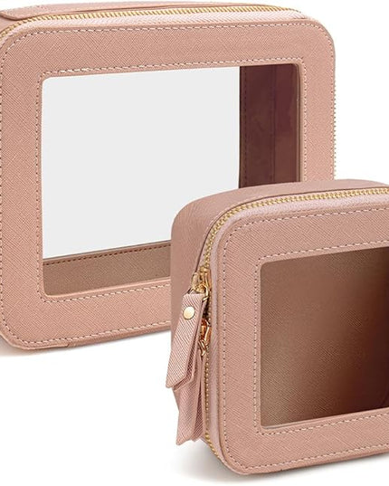 Travel Clear Makeup Bag Set, TSA Approved Cosmetic Bag Case with Zipper Portable Makeup Pouch Toiletry Bag Traveling Cosmetic Organizer Storage Bag Car Organizer Car Essentials
