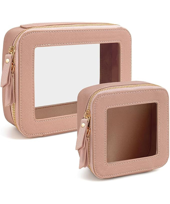 Travel Clear Makeup Bag Set, TSA Approved Cosmetic Bag Case with Zipper Portable Makeup Pouch Toiletry Bag Traveling Cosmetic Organizer Storage Bag Car Organizer Car Essentials