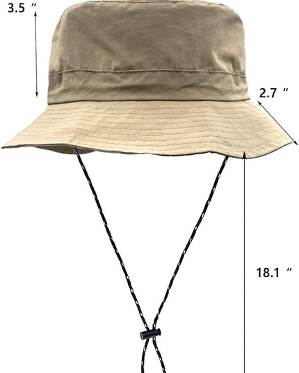 woogwin Waterproof Bucket Rain Hat with Chin Strap Quick Dry Packable Boonie Sun Hat Safari Hat UV Protection