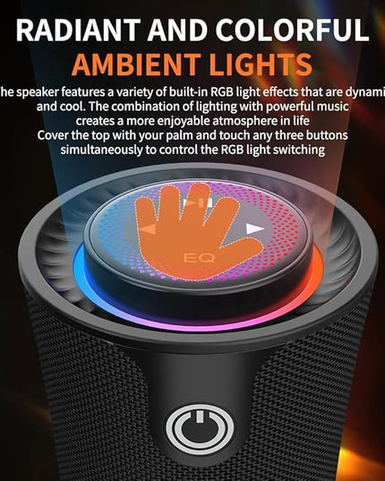 Portable Bluetooth Speaker, 80W Peak Wireless Speakers with Deep Bass, 360 Degree Surround Stereo Sound, 24H Play Time, Comfortable Handle, Colorful Lights ,Dual Pairing, for Home, Party, Outdoor