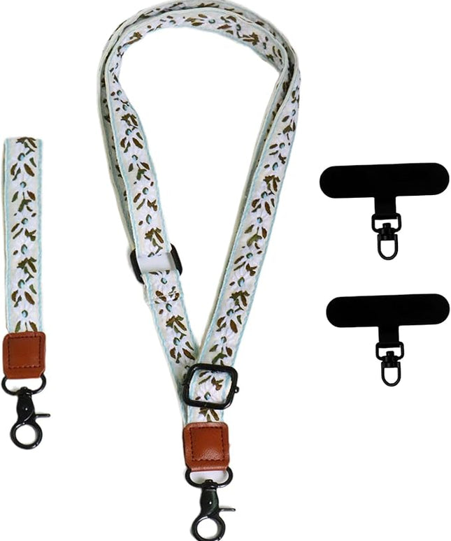 Adjustable Lanyard for Phone, Camera, Name Tags, ID card, Keychain and Wristlet Straps with 2 phone pads(Black)