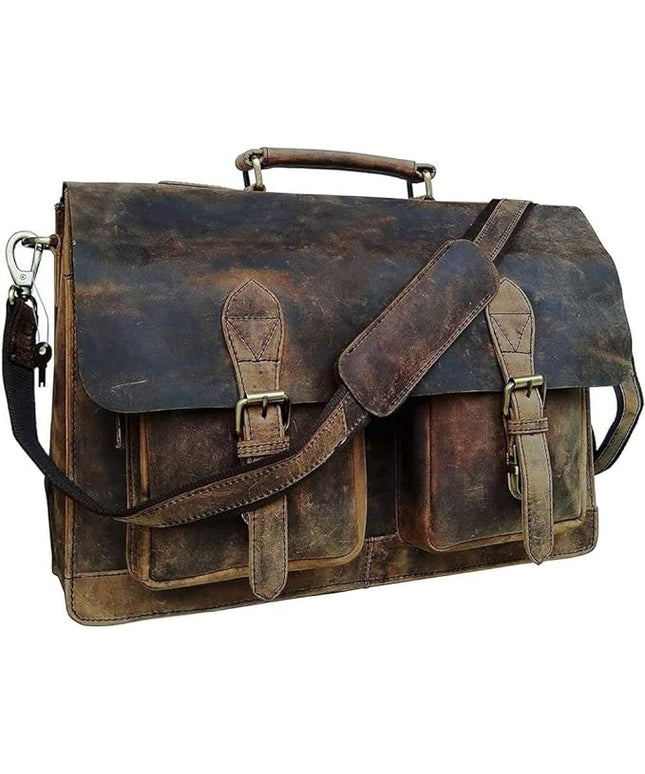 cuero Retro Brown Laptop Messenger Bag Office Briefcase Crossbody Travel Bag For Men And Women Bag Office Laptop Bag