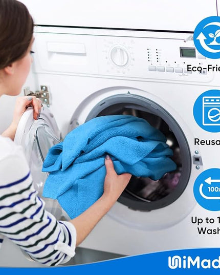 Shop Towels Rags, 50 Pack Reusable Shop Rags Bulk Microfiber Cleaning Cloth Lint Free Cleaning Towels for Car Kitchen Automotive Bar Mechanic Restaurant Garage, 11.5"x 11.5", Blue