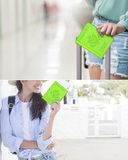 BB-green Passport and Vaccine Card Holder Combo with Vaccine Card Slot, Wallet, Cover for Women and Men