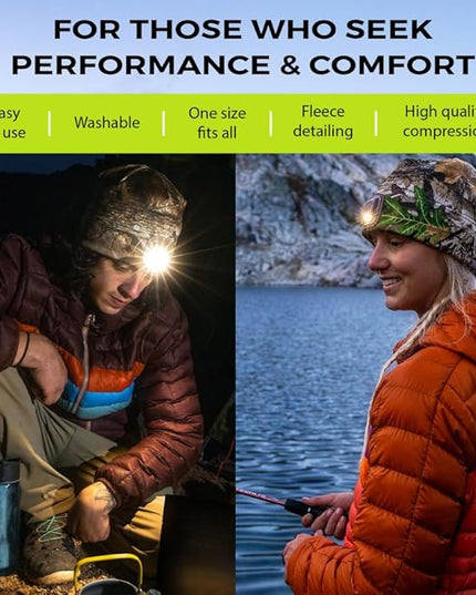 POWERCAP LED Hat Light 150 Lumens Rechargeable Fleece Beanie with Bright Built-in Headlamp Waterproof LED Warm One Size Cap