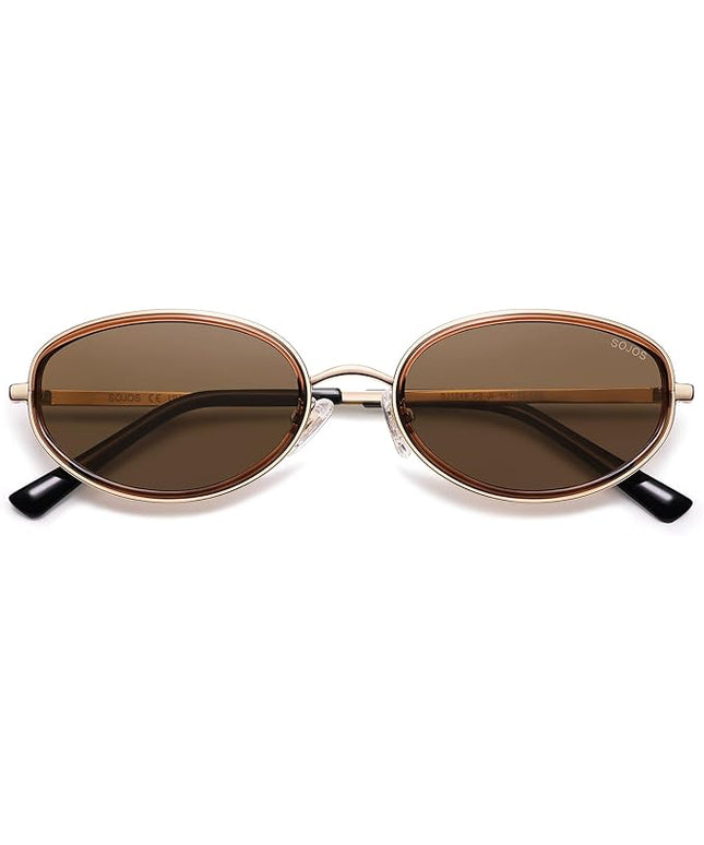 SOJOS Trendy Oval Polarized Sunglasses for Women Men, 80s 90s Chic Retro Vintage Sunnies SJ1248