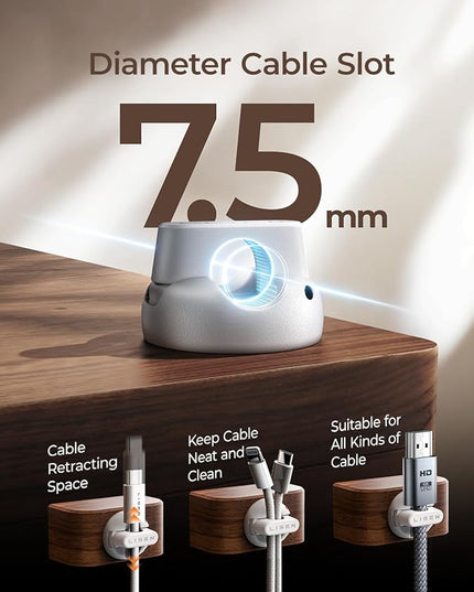 8 Pack Magnetic Cable Clips Organizer, LISEN Cord Holder for Nightstand [Smooth Adjustable] Adhesive Organizer for Cords Under Desk for Home Office Desk Car Wall Desktop Nightstand-White