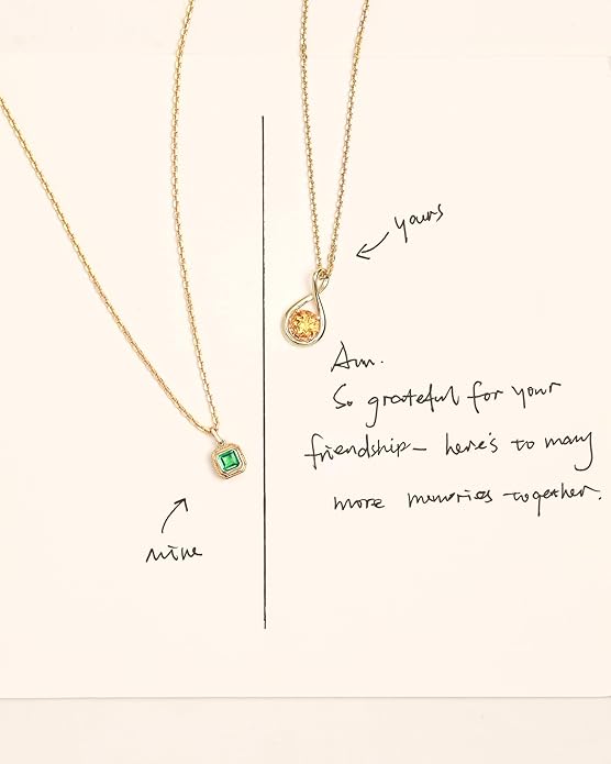 FANCIME 14K Solid Gold Birthstone Pendant with Sterling Silver Chain Infinity Gemstone Necklace Fine Jewelry Anniversary Birthday Christmas Gifts for Women Wife Her