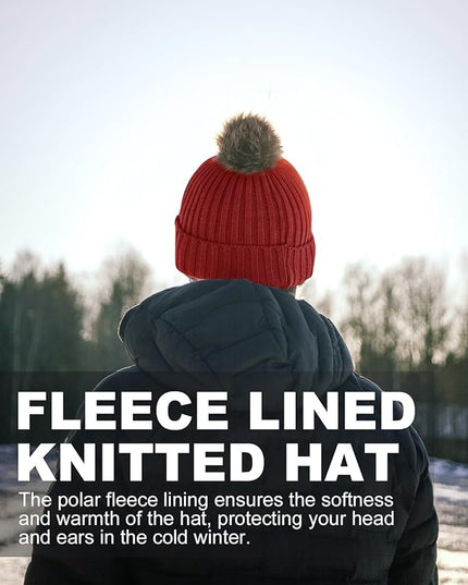 Zylioo Plus Size Fleece Lined Beanie Hat,2XL/XL/L/M/S Thermal Knitted Hat,Winter Warm Lined Snow Hats for Women Men