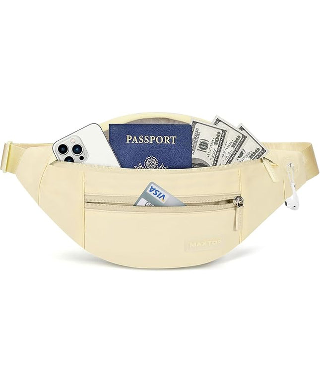 MAXTOP Large Crossbody Fanny Pack with 4-Zipper Pockets,Gifts for Enjoy Sports Festival Workout Traveling Running Casual Hands-Free Wallets Waist Pack Phone Bag Carrying All Phones