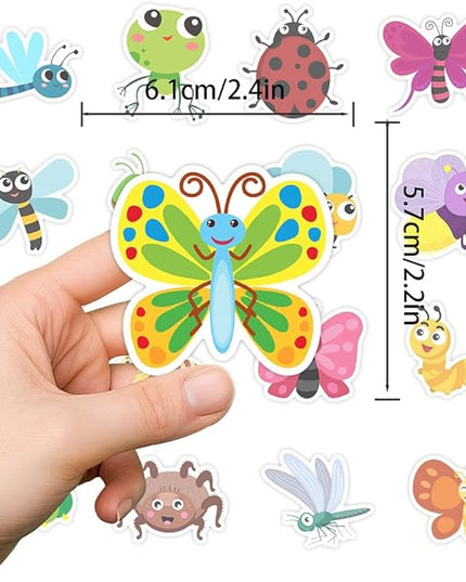 Cartoon Insects(Bees Butterfly Ladybug) Stickers for Boys Girls Kids,50 Pcs Cute Waterproof Vinyl Stickers for Water Bottles Laptop Flasks Computer Car Bike - Lovely Decals Pack(Insects -50pcs)