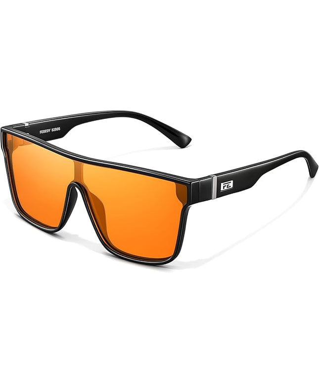 FEISEDY Sunglasses for Women Men, Fashion Mirrored Single Lens, Driving Beach Sunnies UV400 Shades B2996