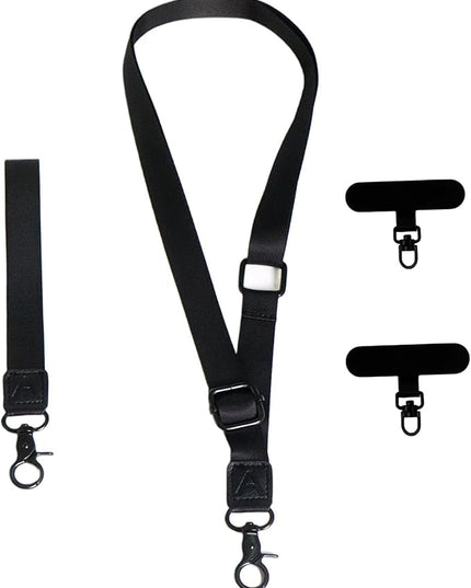Adjustable Lanyard for Phone, Camera, Name Tags, ID card, Keychain and Wristlet Straps with 2 phone pads(Black)