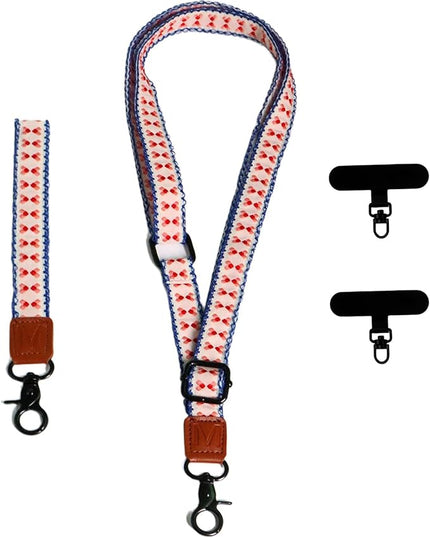 Adjustable Lanyard for Phone, Camera, Name Tags, ID card, Keychain and Wristlet Straps with 2 phone pads(Black)