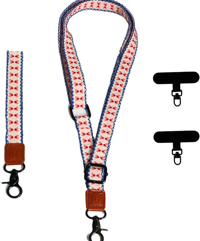 Adjustable Lanyard for Phone, Camera, Name Tags, ID card, Keychain and Wristlet Straps with 2 phone pads(Black)