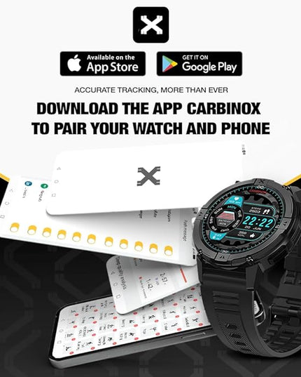 CARBINOX X-Ranger Smart Watch (Answer/Make Calls), Rugged Fitness Tracker IP69K Waterproof, Compatible with Android and iOS, 14 Days of Battery Military Durable, AMOLED Screen