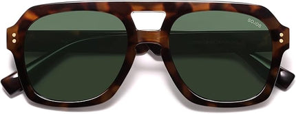 SOJOS Retro Thick Polarized Aviator Sunglasses for Women Men, Large Trendy Bold Square Pilot Shades SJ2385