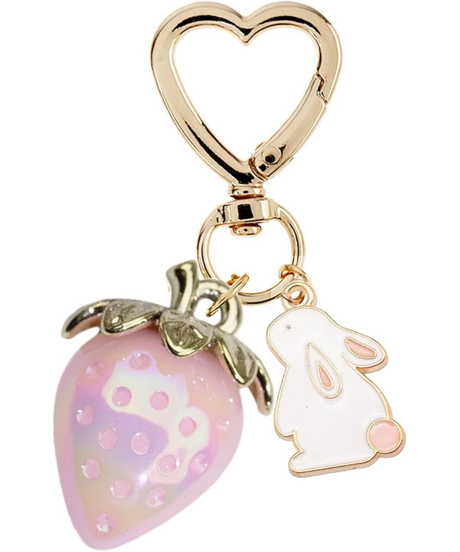 Agromusk Cute Strawberry Keychain,Bag Charms,Kawaii Heart Flower Daisy Key chains Accessories Decor for Girls Purse Gift