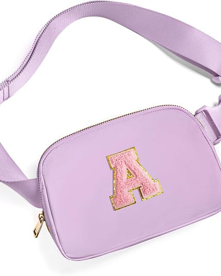 Gitus Initial Belt Bag Fanny Pack Crossbody Bag for Girls Birthday Gifts Age 8-10 Teen Girl Gifts Trend Stuff Personalized Letter Gifts for Daughter Sister (Lavender-A)