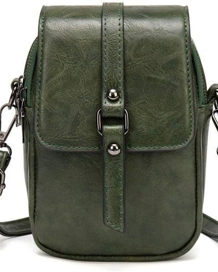 myfriday Vintage Crossbody Phone Bag for Women, Small PU Leather Shoulder Purse and Handbag with Tassel&Rivet Decoration