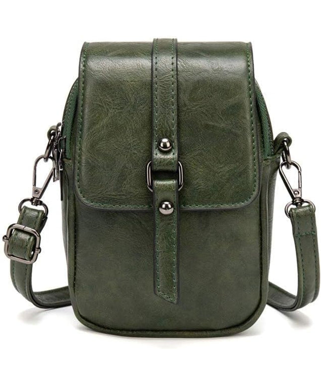 myfriday Vintage Crossbody Phone Bag for Women, Small PU Leather Shoulder Purse and Handbag with Tassel&Rivet Decoration
