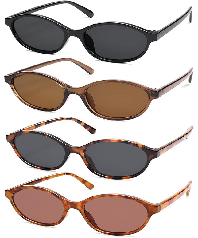 Retro Oval Cat Eye Sunglasses for Women Y2k Trendy Narrow Sunnies Designer Sun Glasses AR82253