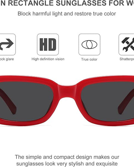 JASPIN Rectangle Sunglasses for Women Men Trendy Y2k Retro 90s Sun Glasses UV Protection Cool Square Frame