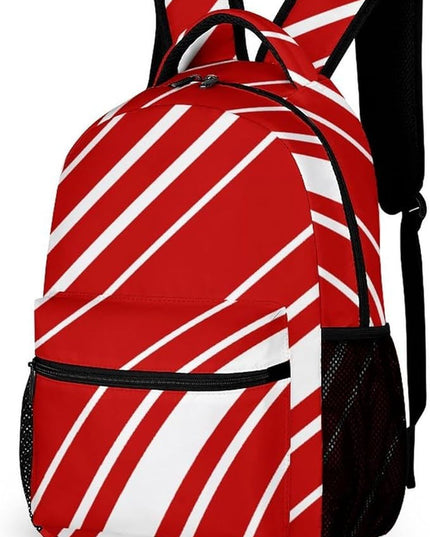 Fashion Christmas Red White Stripes Backpack Lightweight Large Capacity Laptop Daybag for Travel Work