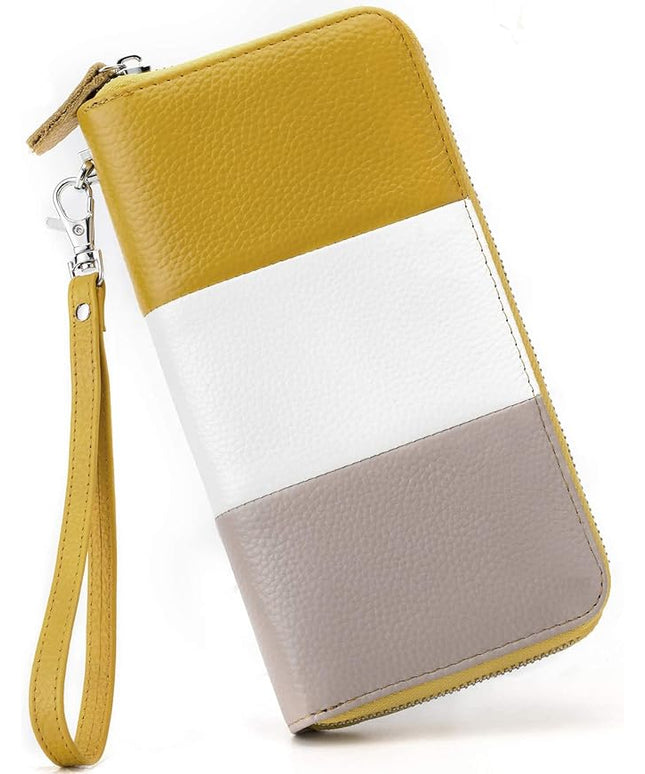 Moflycom Womens Wallet RFID Blocking Genuine Leather Multi Credit Card Large Capacity Zip Around Clutch Travel Purse Wristlet