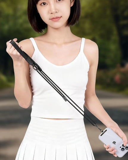 Phone Lanyard Premium Cell Phone Strap Crossbody with Stainless Steel Tether Tab Wide Comfort Strap with Adjustable Zinc Alloy Buckle Anti-Loss Universal for All Phones Keys Cards Travel Outdoor Black