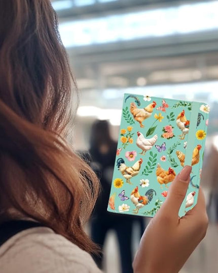 Hens Foliage Leather Passport Holder Cover Flower Leaves Travel Wallet Passport Case with Credit Card Slots for Women Men Travelling Essentials for Flying