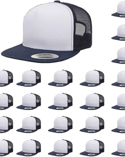 Yupoong 5-Panel YP Classic Trucker Cap | High Profile Flat Visor Snapback | OSFM | Bulk Packs Available