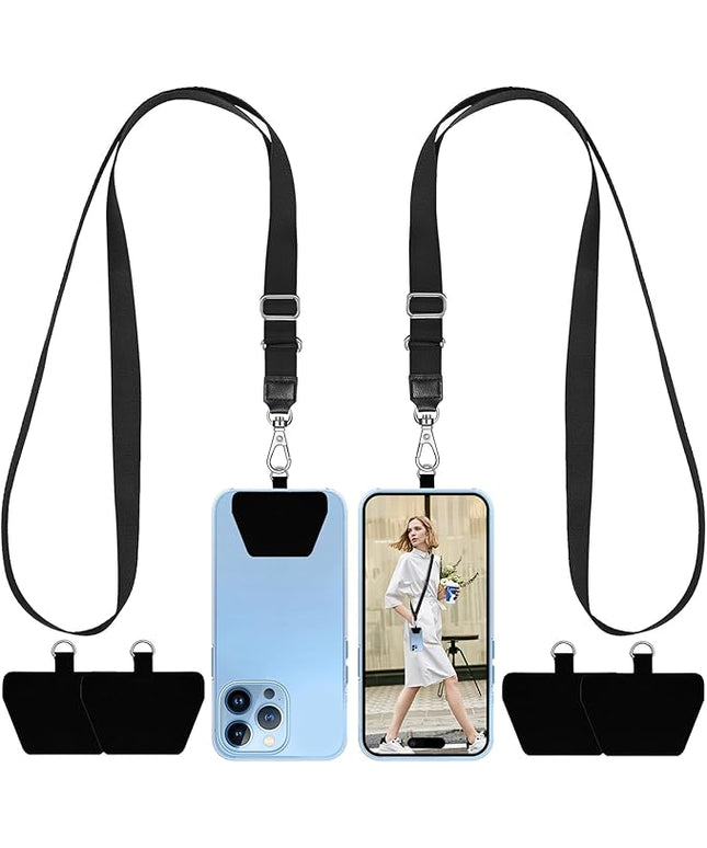 SHANSHUI Phone Lanyard, 4x Durable Pads and 2x Adjustable Phone Lanyard Crossboy Neck Phone Strap Compatible for iPhone, Samsung Galaxy and All Most Smartphones