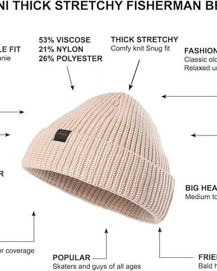 Fisherman Beanie Hats for Men Women,Knit Trawler Skull Cap,Watch Cap,Spring Fall Winter Warm Short Hats