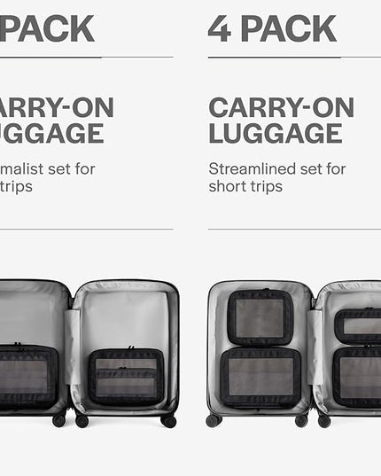 Aerotrunk Compression Packing Cubes for Travel - Luggage Organizer Bags - Double Zipper Packing Cubes for Suitcases (2-Pack, Black)