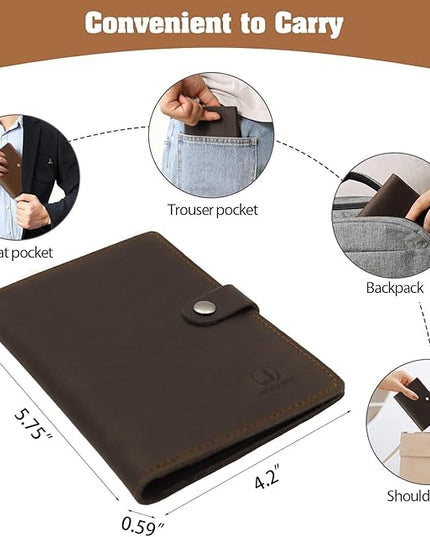 Jack&Chris Genuine Leather Passport Holder For Travel, RFID Blocking Handmade Passport Holder with Card Case Organized & Safe, Quality Travel Essentials for Women and Men for Gifting, Coffee
