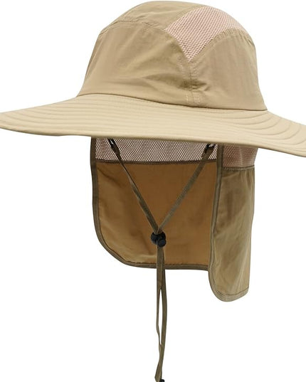 Home Prefer UPF 50+ Mens Wide Brim Fishing Hat with Neck Flap Sun Hat for Men Women Sun Protection Cap