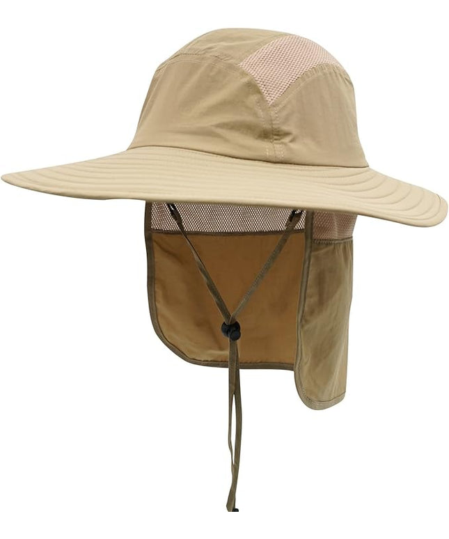 Home Prefer UPF 50+ Mens Wide Brim Fishing Hat with Neck Flap Sun Hat for Men Women Sun Protection Cap
