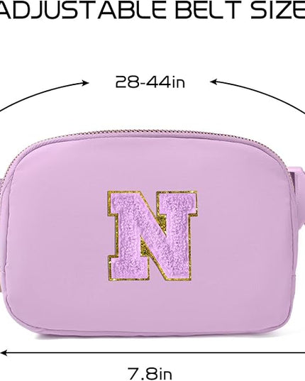 Gitus Gifts for 8 9 10 11 12 Year Old Girls Belt Bag Fanny Pack Crossbody Bags with Initial Letter Patch Cute Stuff Birthday Gifts for Teen Girls Women Personalized Trend Stuff (Lavender-N)